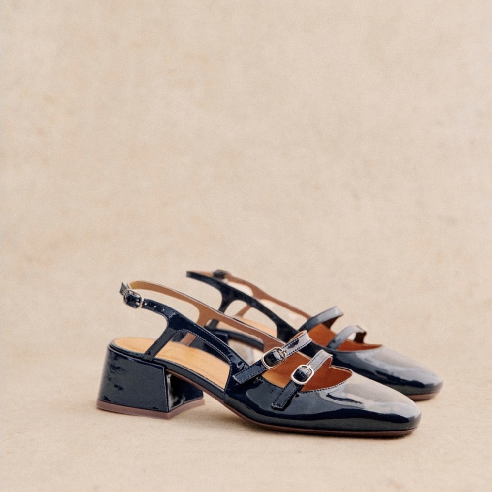 Sezane Patent Leather Slingback Shoes